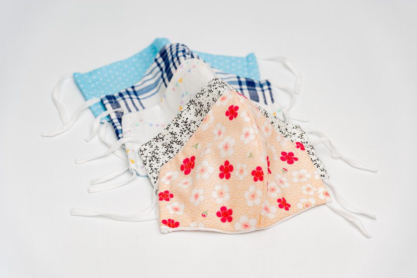 Colorful (DIY) homemade cloth facial masks for protection against coronavirus (COVID-19).